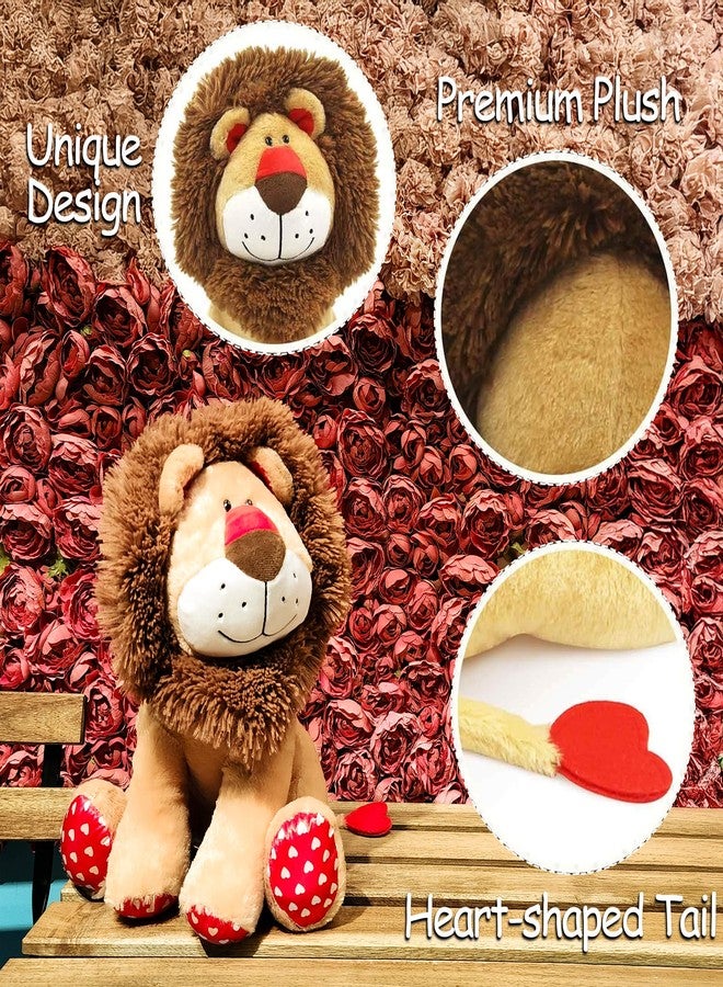 WEIGEDU Love Lion Stuffed Animal, King Lion Plush Toy with Mane Heart Shape Tail for Boy Girls Kids Baby Couple Lover Birthday Bedtime Gift, 13.8“ - Image 3
